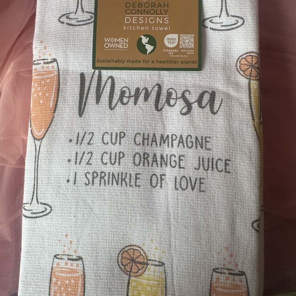 Set of 3, Deborah Connolly Designs Mimosa Cotton Kitchen Towel Set.